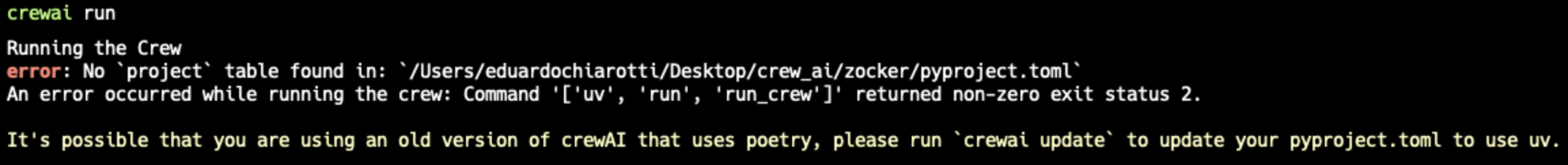 Error from older versions